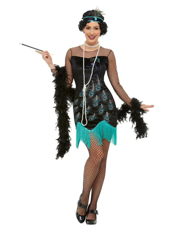 20s Peacock Flapper Dress
