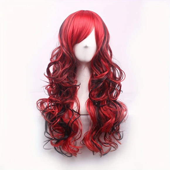Premium Long Wavy Ombre Wig with Slant Bangs