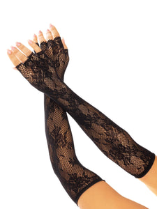 Leg Avenue Lace Opera Length Seamless Fingerless Floral Net Gloves