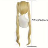 Golden Synthetic Short Straight Bob Wig with Double Removable Clip On Ponytails