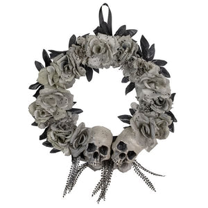 19.5" Wreath Skull and Roses