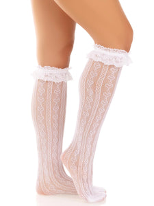 Leg Avenue Sweetheart Ruffle Cuff Knee Highs