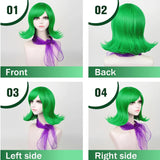 Premium Vibrant Green Flip Wig with Bangs and Scarf