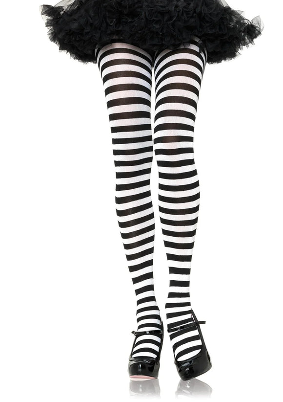 Leg Avenue Nylon Striped Tights - Standard, 1X/2X or 3X/4X