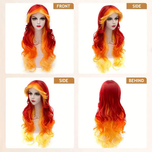 Premium Red/Orange Adjustable Wig