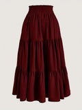 Ruffle Layered Hem Drawstring Skirt