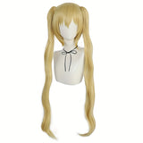 Golden Synthetic Short Straight Bob Wig with Double Removable Clip On Ponytails