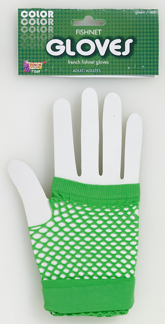 Green Fingerless Fishnet Short Gloves