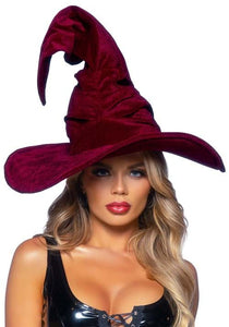 Leg Avenue Velvet Ruched Witch Hat - Various Colours