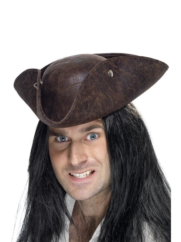 Pirate Tricorn Hat - Brown