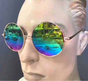 Rainbow Mirror Large Round Sunglasses