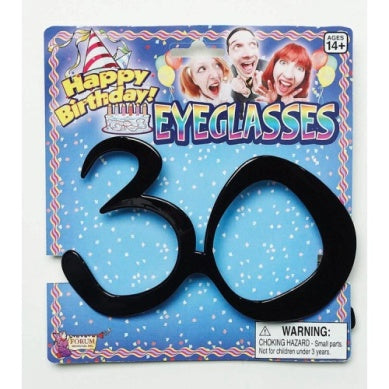 Birthday Glasses - 30 - Black or Gold