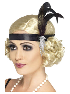 Black Satin Charleston Headband