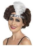 Flapper Headband with Feather - Black/White