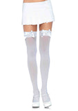 Opaque Thigh Highs with Satin Bow Accent