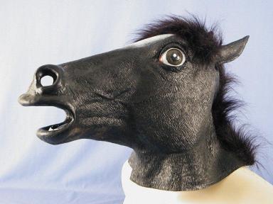 Deluxe Black Horse Head with Hair