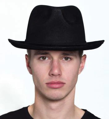 Leatherlike Gangster Hat - Black or Brown