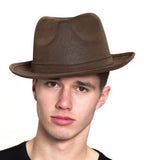 Leatherlike Gangster Hat - Black or Brown