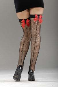 Sexy Spider Bow Fishnet Thigh Highs