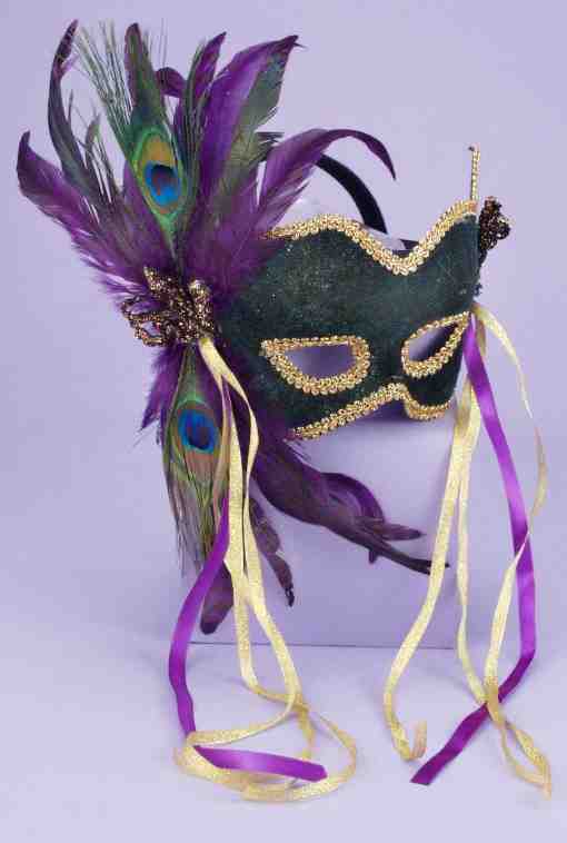 Karneval Masquerade Mask  on Headband - Green