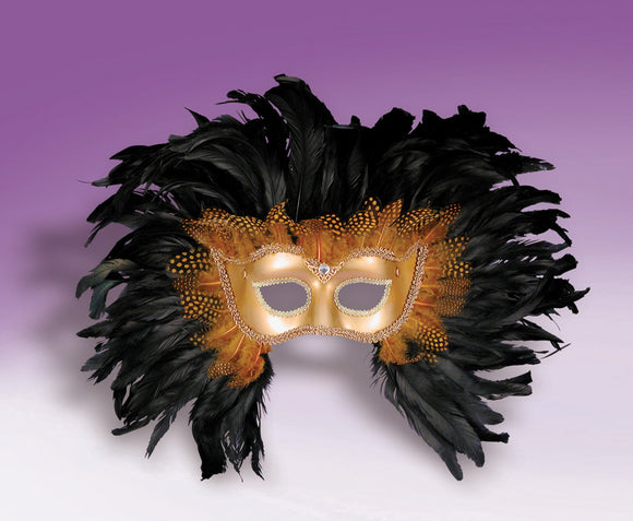 Venetian Gold Masquerade Mask on Headband