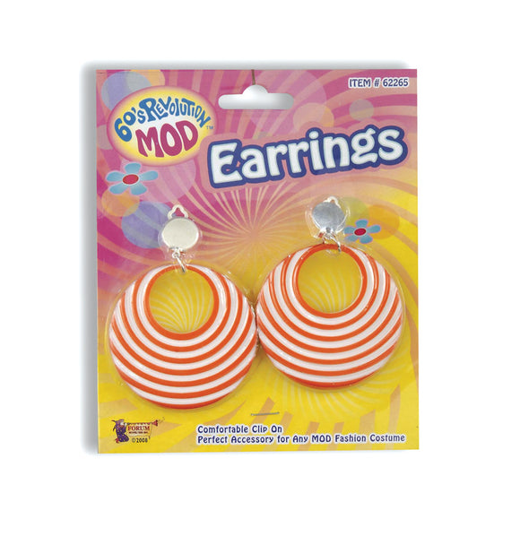 60's Mod Earrings - Orange Swirl