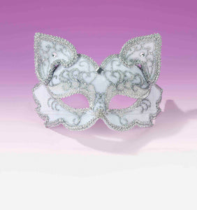 Fancy White Cat Masquerade Mask