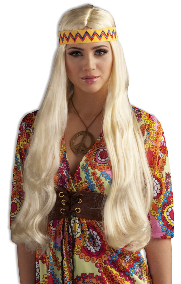 Hippie Chick Wig with Headband - Blonde