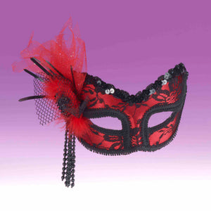 Red Lace Masquerade Mask with Headband