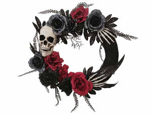 18" Wreath - Skeleton Hands/Roses