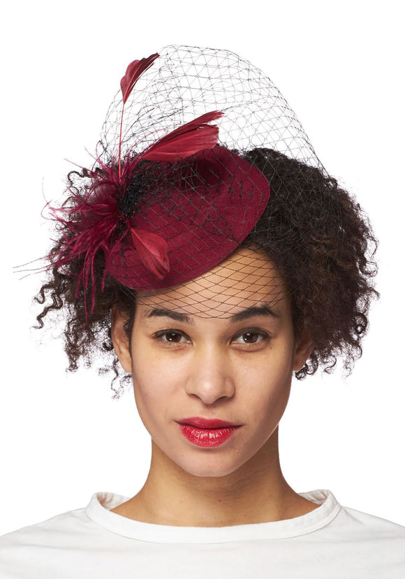 Deep Burgundy Veil Fascinator