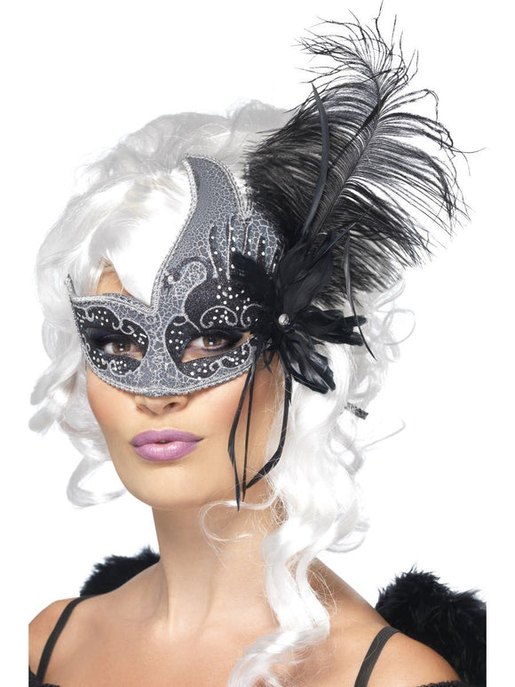 Masquerade Dark Angel mask - Black/Silver