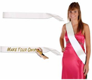 Satin Plain Sash - White or Pink
