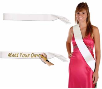 Satin Plain Sash - White or Pink