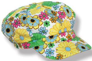 Fabric 60's Flower Print Hat