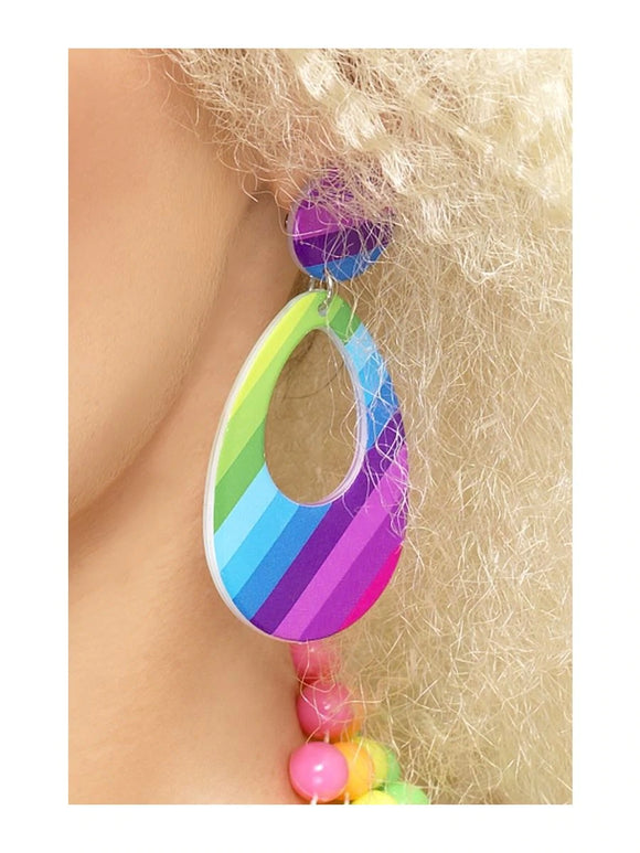 Teardrop Rainbow Earrings - Clip On